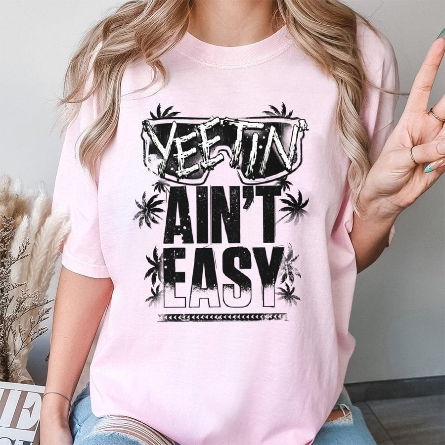 Yeetin' Ain't Easy T-Shirt | Retro Palm Tree Graphic Tee | 100% Premium Cotton | Wrestling Fan Gift Unisex Shirt