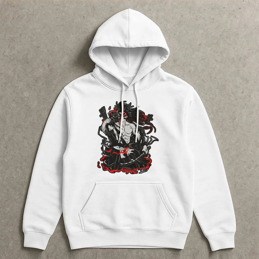 Japanese Anime Samurai Hoodie | Dark Fantasy Warrior Graphic | Premium Cotton Blend Sweatshirt | Unique Gift for Anime Fans and Otaku