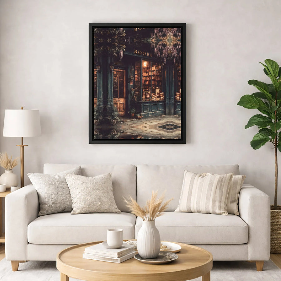 Vintage Bookstore Canvas Print | Dark Academia Library Wall Art | Premium Gallery Wrapped Decor | Literary Gift For Book Lovers