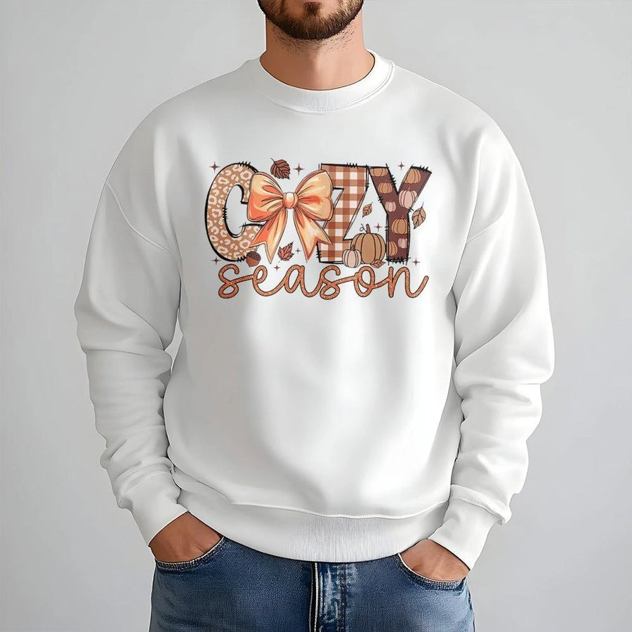 Cozy Season Sweatshirt | Pumpkin Fall Aesthetic Graphic | Soft Cotton Blend | Trendy Autumn Gift for Women
