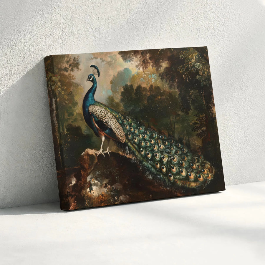Vintage Peacock Wall Art | Majestic Forest Landscape Canvas Print | Premium Gallery-Wrapped Decor | Elegant Home and Office Gift