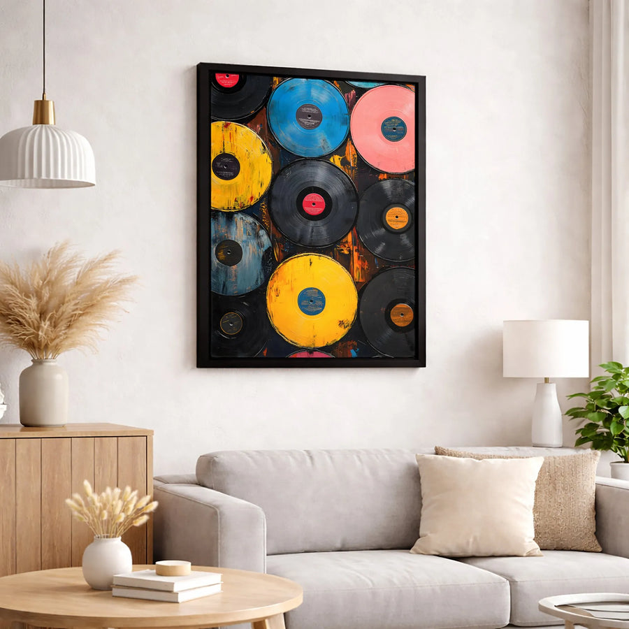 Vinyl Record Wall Art | Abstract Colorful Music Decor | Premium Gallery Wrapped Canvas | Gift For Music Lover Musician