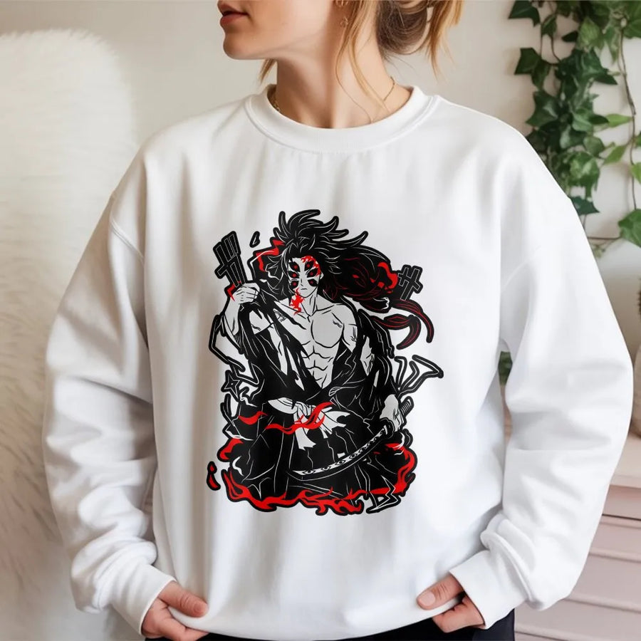 Samurai Demon Sweatshirt | Dark Anime Warrior Graphic | Premium Cotton Blend | Unisex Streetwear Gift for Anime Fans