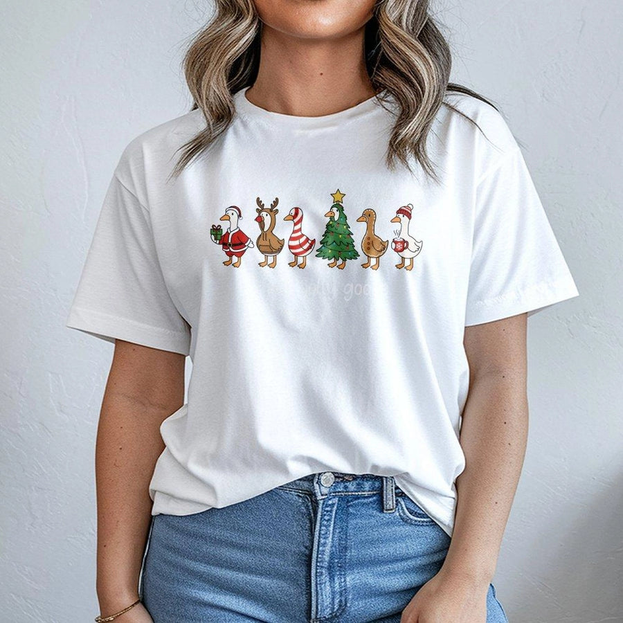 Christmas Goose T-Shirt | Funny Holiday Duck Graphic Tee | 100% Cotton Premium Unisex Shirt | Cute Animal Winter Gift For Goose Lovers