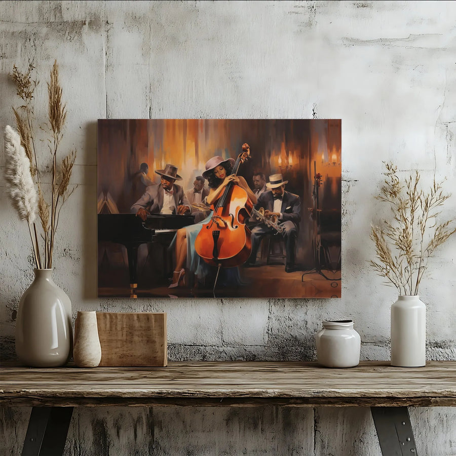 Jazz Band Canvas Wall Art | African American Musicians Performance | Premium Gallery Wrap Print | Music Lover Home Decor Gift