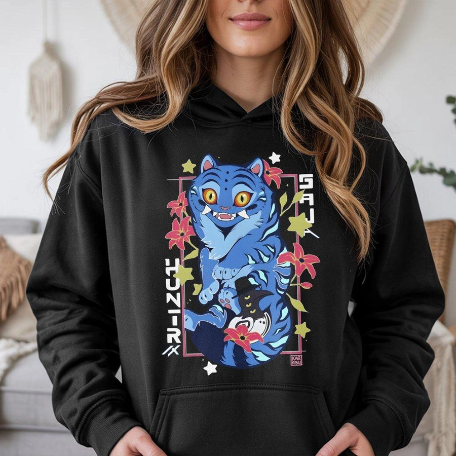 Anime Tiger Hoodie | Cute Kawaii Graphic Streetwear | Soft Cotton-Blend Pullover | Unique Otaku Gift for Men & Women