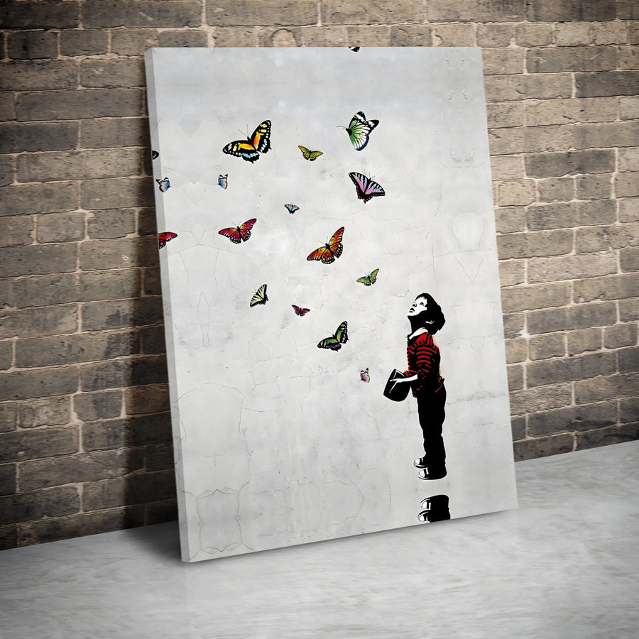 Butterfly Boy Canvas Wall Art | Urban Street Style Graffiti Decor | Premium Fade-Resistant Gallery Wrap | Modern Home Office Aesthetic Gift