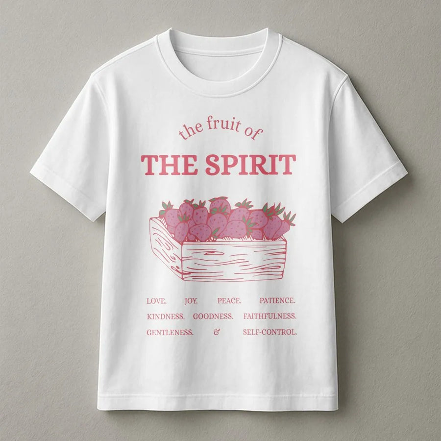 Fruit Of The Spirit T-Shirt | Strawberry Basket Graphic | 100% Cotton Premium Tee | Christian Faith Apparel Gift For Women And Men