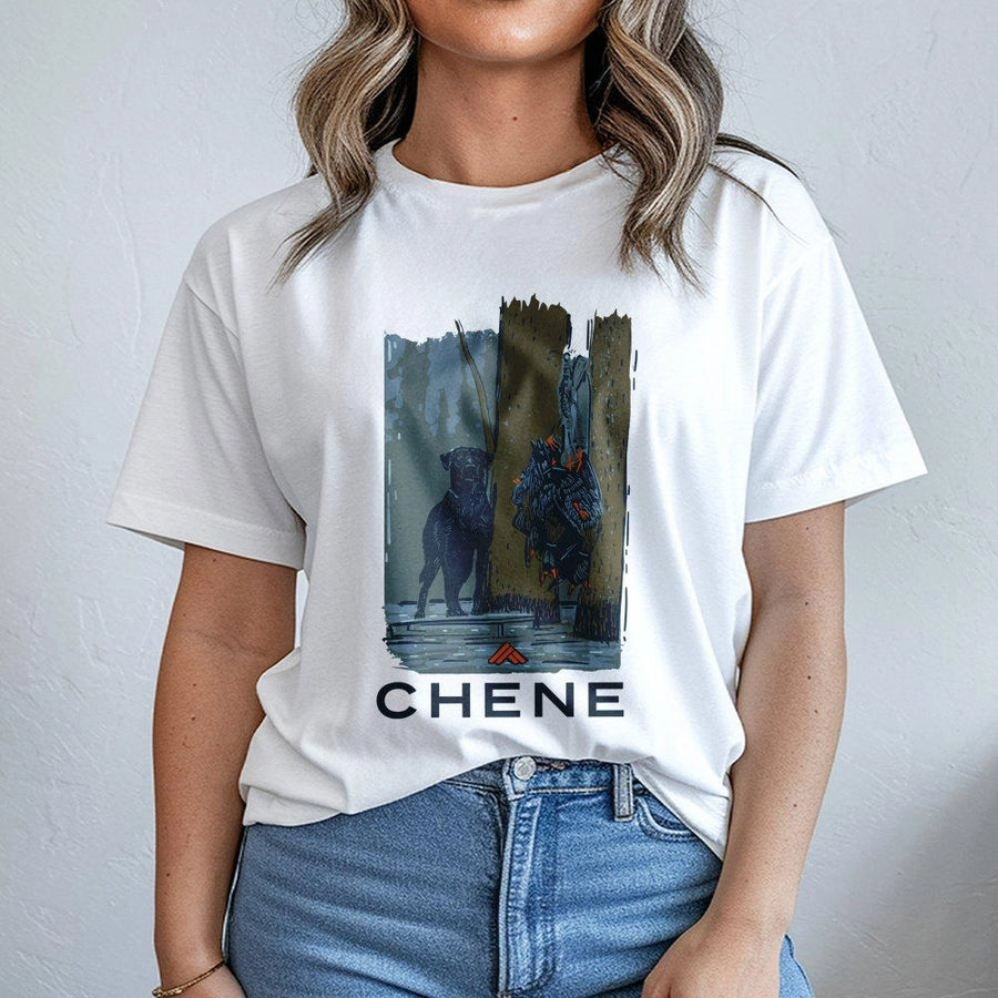 Chene Hunting Dog T-Shirt | Duck Hunter Labrador Graphic | Premium 100% Cotton Tee | Outdoor Sportsman Gift for Men and Women