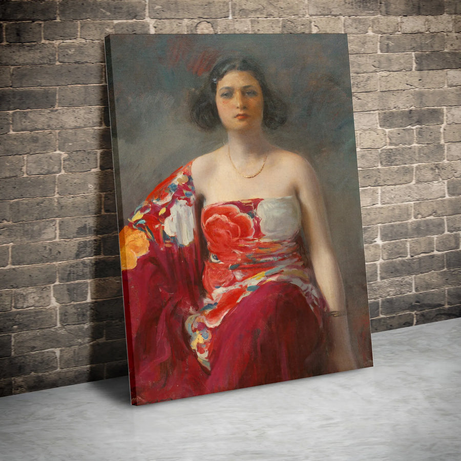 Robert Henri Spanish Shawl Vertical Canvas | Classic Female Portrait Painting | Gallery Wrapped Canvas | Collector's Home Decor Gift for Art Lovers