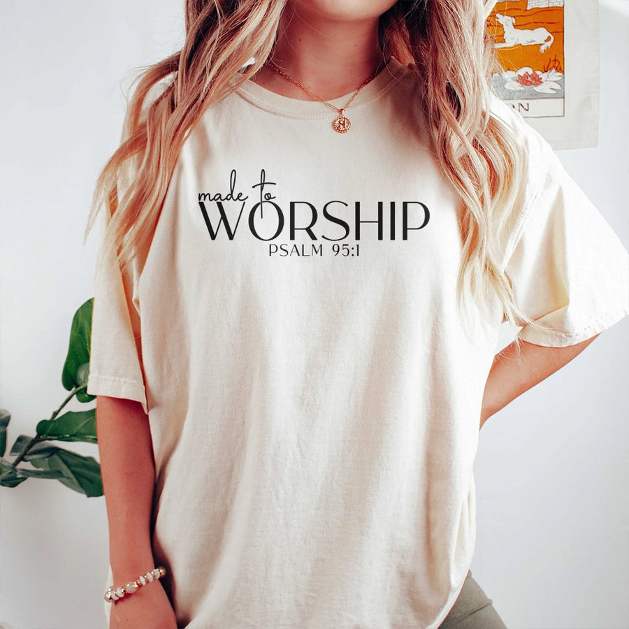 Made To Worship T-Shirt | Minimalist Bible Verse Scripture Tee | Premium 100% Cotton Christian Apparel | Religious Gift for Men and Women
