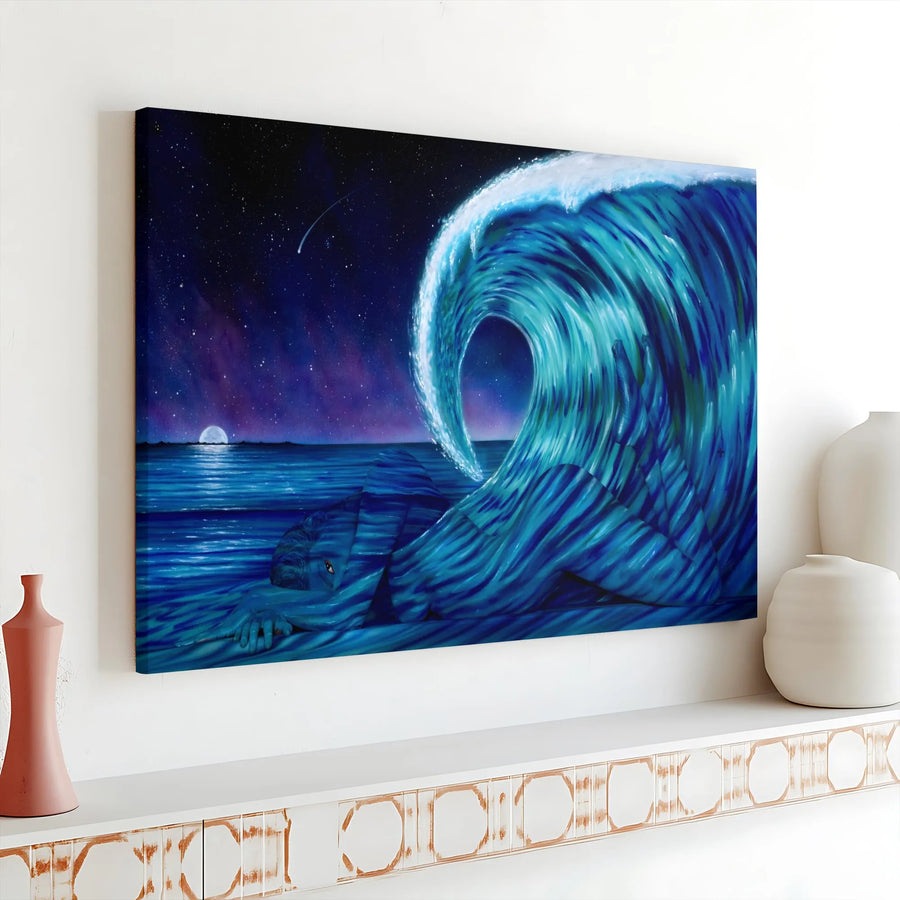 Surreal Ocean Wave Canvas Art | Woman as Seascape Painting | Premium Gallery Wrapped 1.25" Canvas | Collector's Gift for Modern Home Decor
