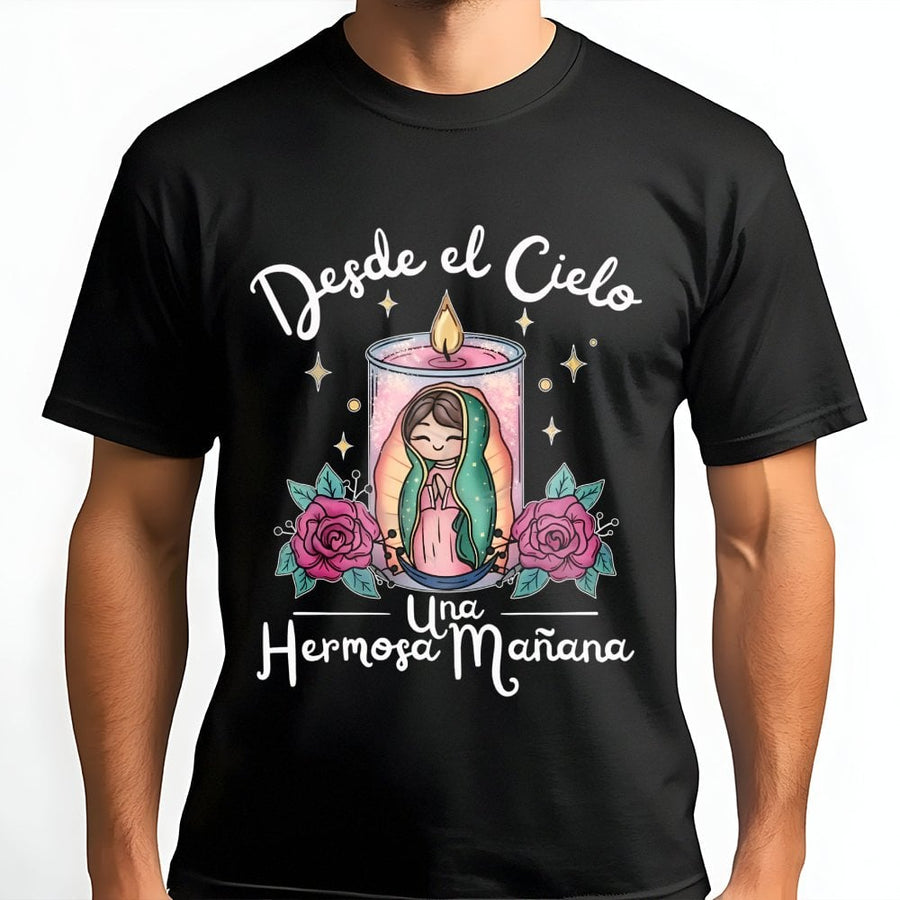 Our Lady of Guadalupe T-Shirt | Desde El Cielo Art Design | Premium Cotton Catholic Apparel | Religious Gift for Women and Men