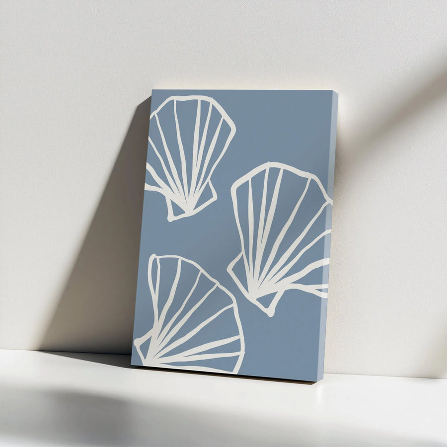 Minimalist Seashell Vertical Canvas | Abstract Line Art Print | Premium Gallery Wrapped Wall Decor | Coastal Beach House Decor Gift