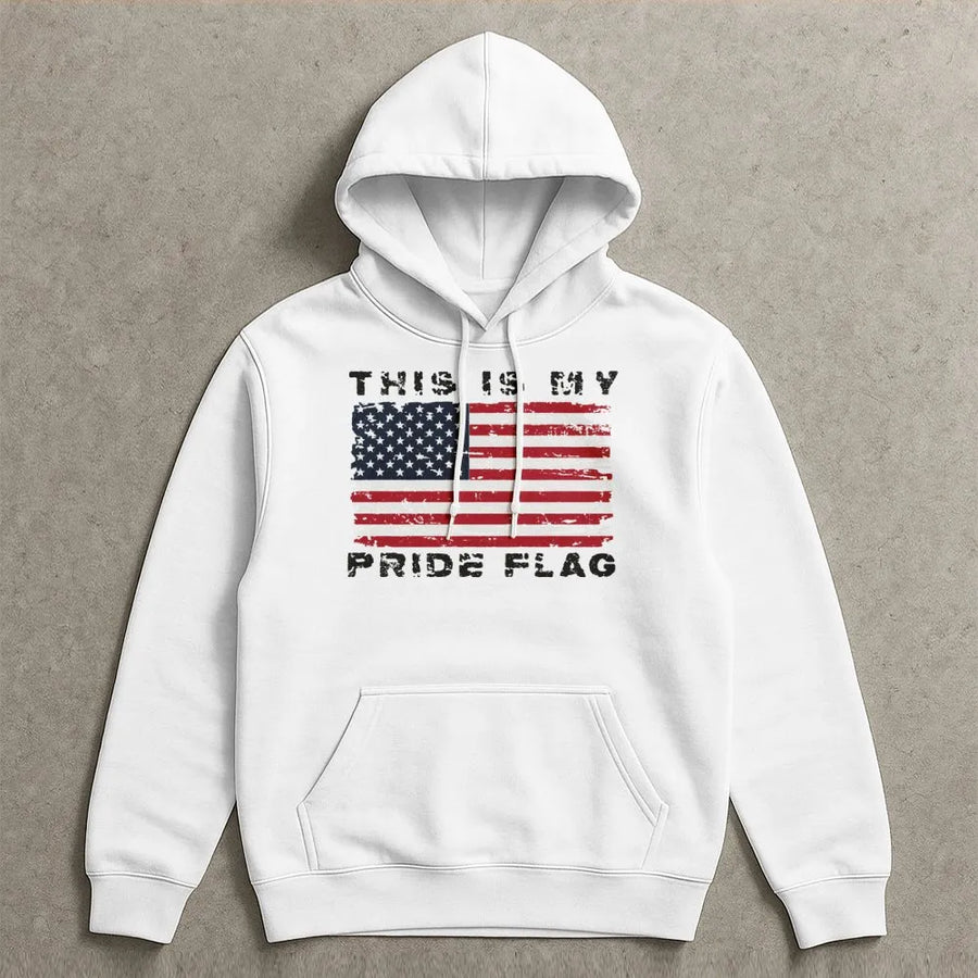 American Flag Hoodie | This Is My Pride Flag Patriotic Graphic | Premium Cotton Blend | Gift For Patriots and Veterans