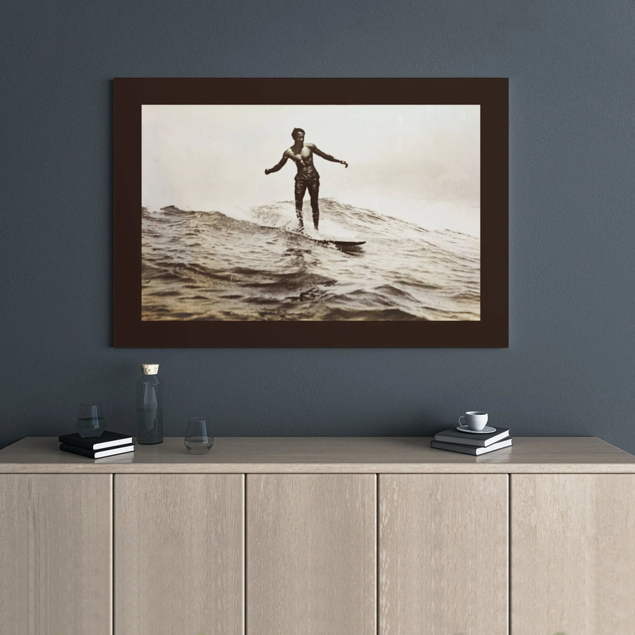 Vintage Surfer Canvas Print | Black and White Ocean Waves | Premium Gallery Wrap Wall Art | Coastal Decor for Surfing Enthusiasts and Beach Lovers