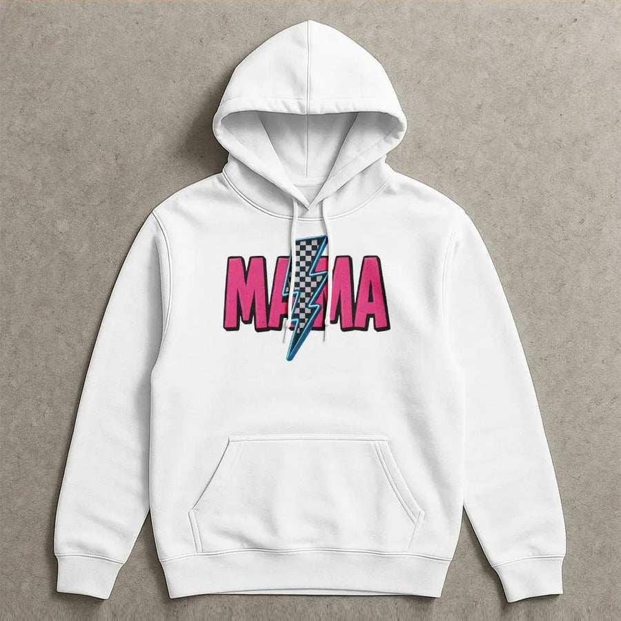Retro Mama Hoodie | Neon 70s Style Graphic Design | Premium Cotton-Poly Blend | Comfortable Gift for Mom and Cool Moms