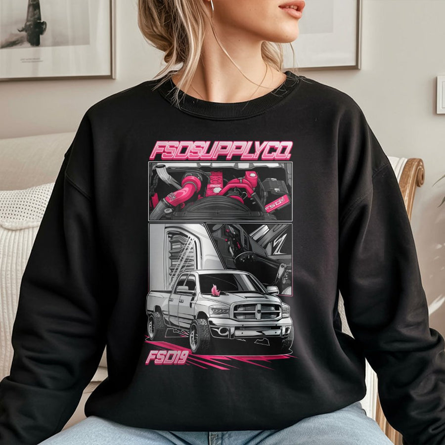 Diesel Truck Sweatshirt | Turbo Engine & Dually Pickup Graphic | Premium Cotton Blend | Gift for Trucker Mechanic Enthusiasts