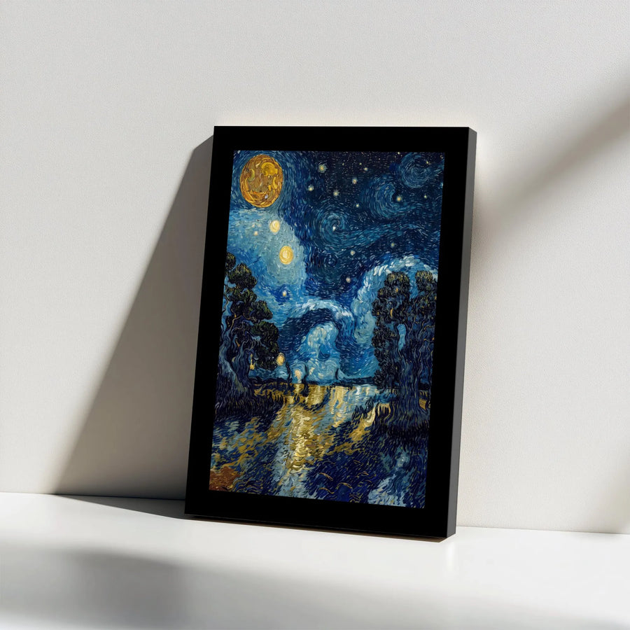 Starry Night Over the Rhône Canvas Print | Van Gogh Famous Painting Replica | Premium Framed Matte Wall Art | Collector's Gift for Art Lovers