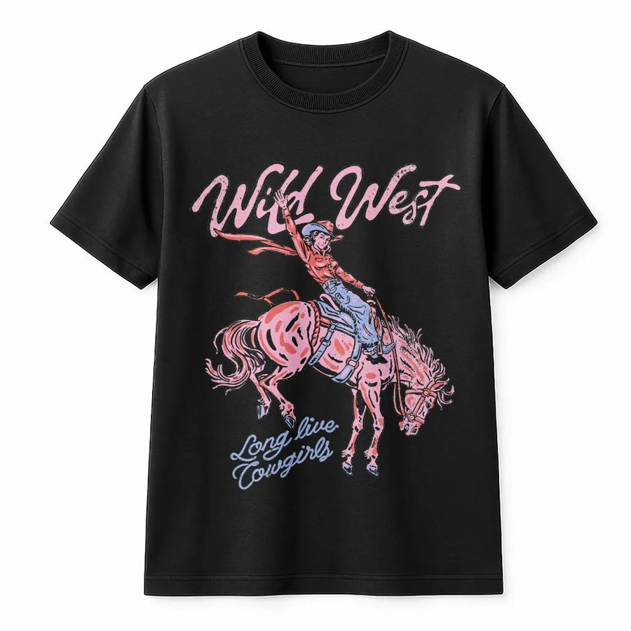 Retro Wild West T-Shirt | Long Live Cowgirls Rodeo Graphic | Premium Comfort Colors® Tee | Country Concert Gift for Her