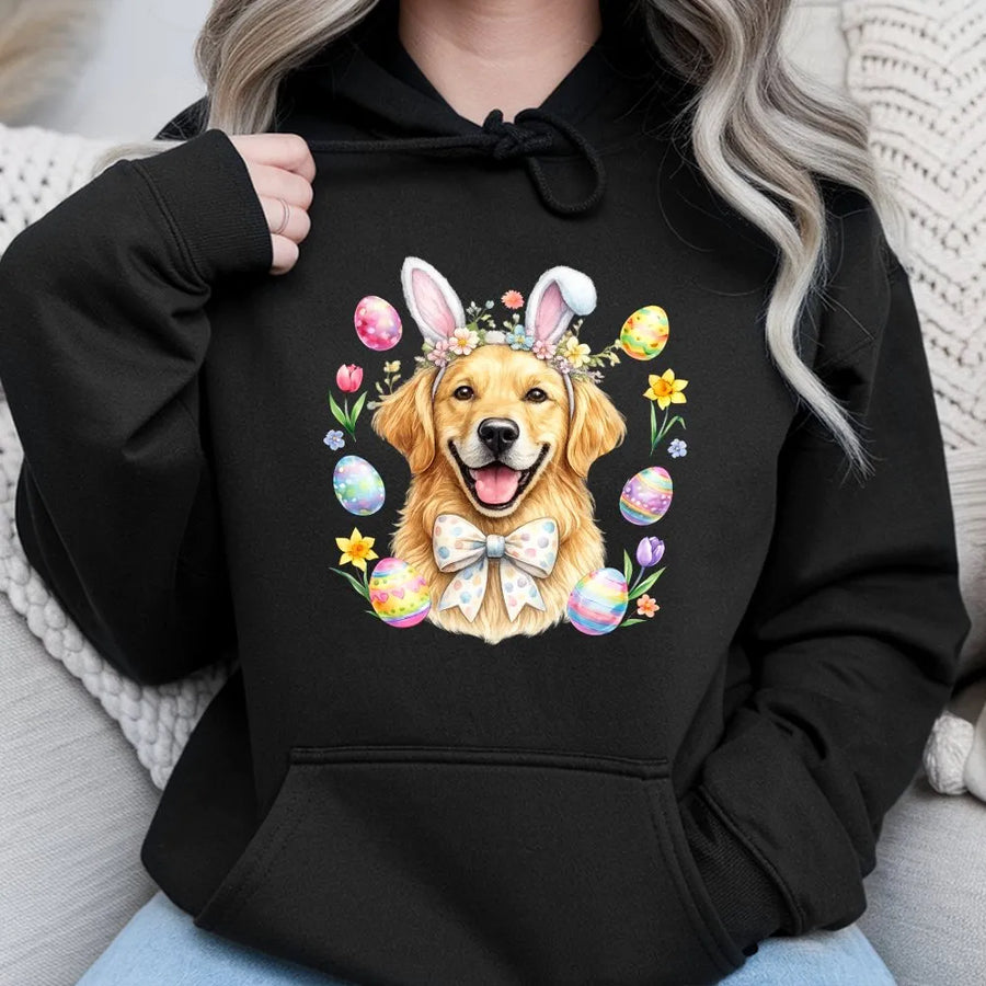 Easter Dog Hoodie | Cute Bunny Ears Puppy Graphic | Soft Cotton-Polyester Blend | Premium Gift for Dog Moms and Animal Lovers