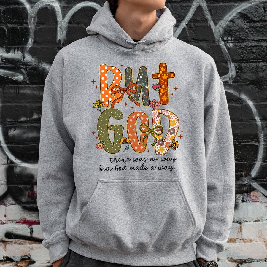 But God Hoodie | Floral Faith Inspirational Graphic | Premium Cotton Blend | Christian Gift for Women & Faith-Based Style