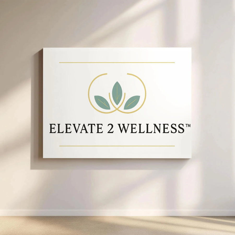 Elevate 2 Wellness Canvas Print | Modern Minimalist Leaf Logo Wall Art | 1.25" Gallery Wrap | Professional Office Decor & Aesthetic Gift