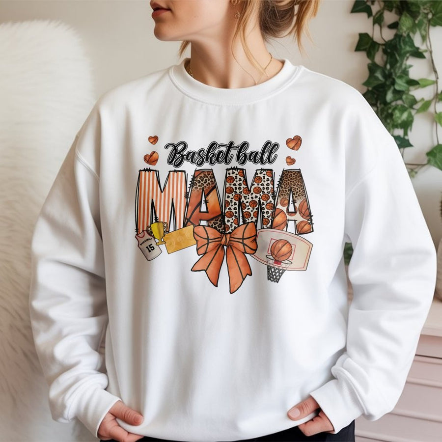 Basketball Mama Sweatshirt | Trendy Leopard Print Sports Design | Premium Cotton Blend | Game Day Gift for Basketball Moms