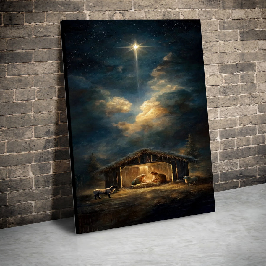 Nativity Scene Canvas Print | Silent Night Bethlehem Star Art | Premium Gallery Wrapped Decor | Religious Christmas Home Gift