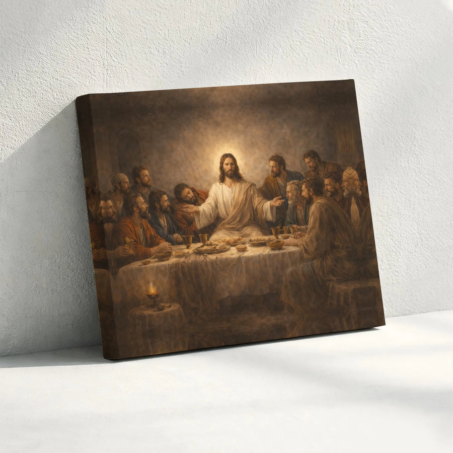 The Last Supper Canvas Wall Art | Jesus and Disciples Biblical Scene | Premium Gallery Wrapped Canvas | Christian Home Decor Gift