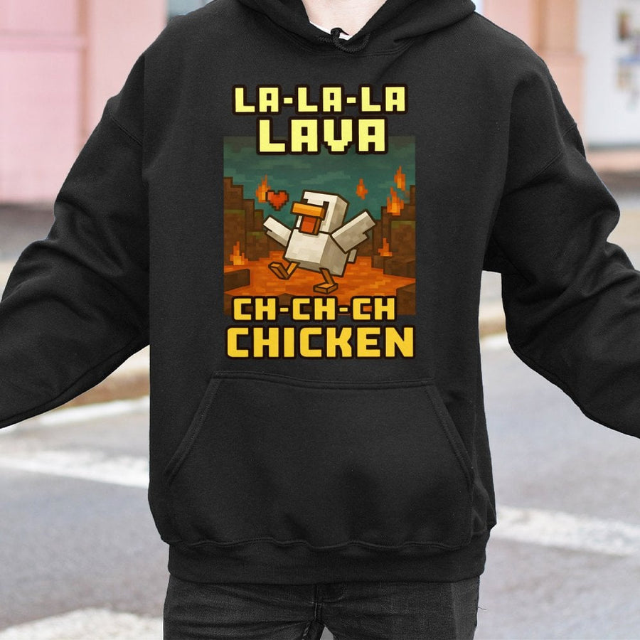 Lava Chicken Gamer Hoodie | Pixel Art Video Game Aesthetic | Premium Cotton-Blend Pullover | Funny Gaming Gift for Men Women Kids