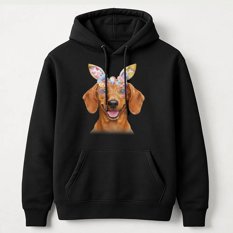 Dachshund Easter Shirt | Funny Dog Graphic Tee with Bunny Ears | Soft Cotton Hoodie | Unique Easter Gift for Dog Lovers