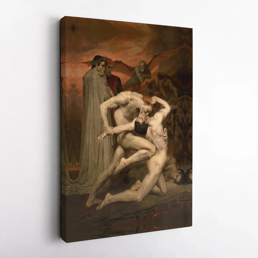 Dante and Virgil in Hell Canvas | William-Adolphe Bouguereau Fine Art | 1.25" Gallery Wrap | Premium Classical Wall Decor for Art Lovers