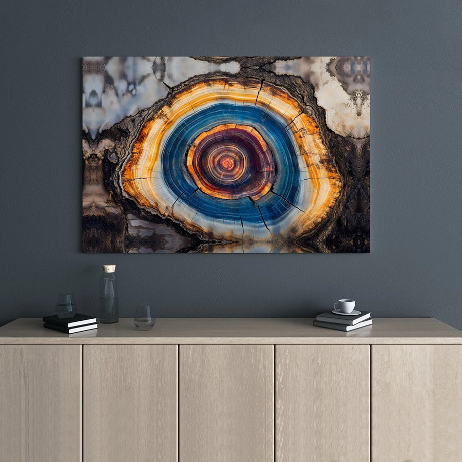 Abstract Tree Ring Canvas Wall Art | Colorful Geode Slice Print | Premium 1.25-Inch Gallery Wrap | Modern Home Decor Gift
