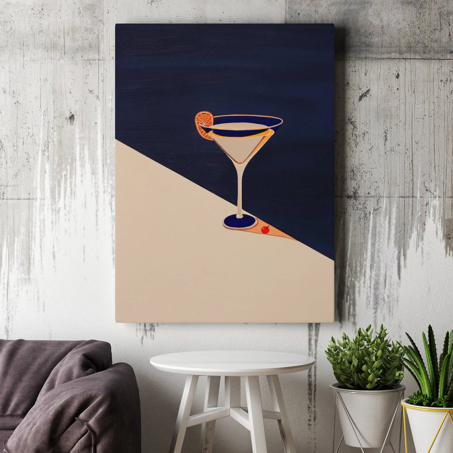 Cocktail Canvas Wall Art | Minimalist Martini Pop Art Print | Premium Thick Gallery Wrap Canvas | Kitchen & Bar Decor Gift