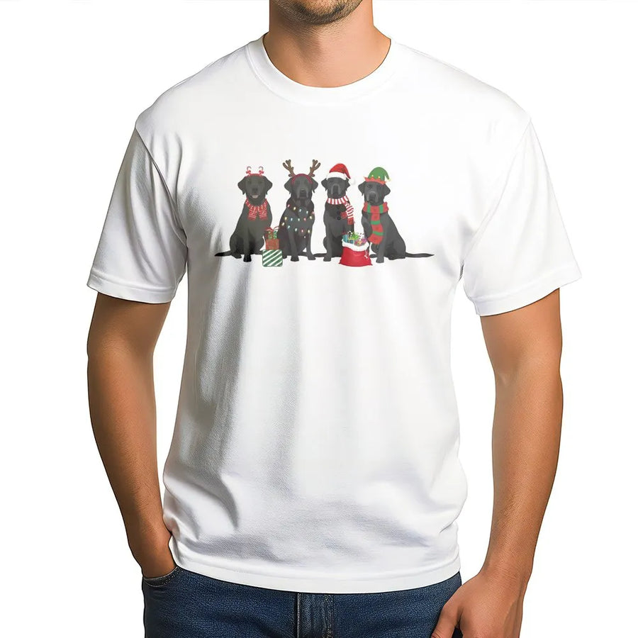 Christmas Black Lab T-Shirt | Festive Labrador Retriever Holiday Graphic | Soft Premium Cotton Tee | Dog Lover Gift For Men And Women