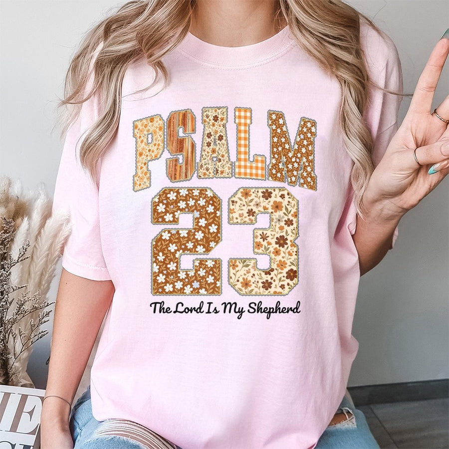 Psalm 23 T-Shirt | Floral Boho Scripture Design | Premium 100% Cotton | Christian Gift for Women & Faith-Based Apparel