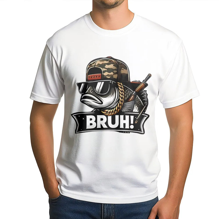 Bruh Fish T-Shirt | Funny Hip Hop Angler Graphic | Premium Cotton Unisex Tee | Unique Fishing Gift For Men