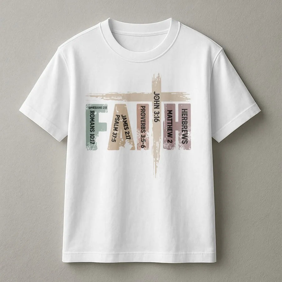 Faith Bible Verse T-Shirt | Christian Scripture Cross Graphic Tee | Premium Cotton Religious Apparel | Meaningful Gift For Men And Women