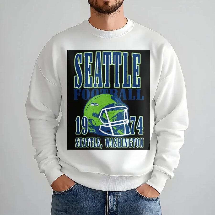 Seattle Football 1974 Seattle, Washington Vintage Seahawks Football Helmet Sweatshirt