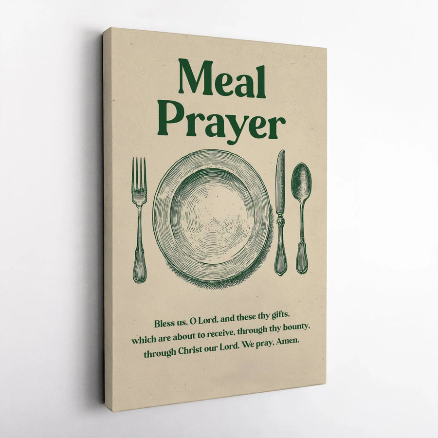Meal Prayer Wall Art | Bless Us O Lord Catholic Quote | Premium Gallery Wrapped Canvas | Dining Room Christian Kitchen Decor Gift