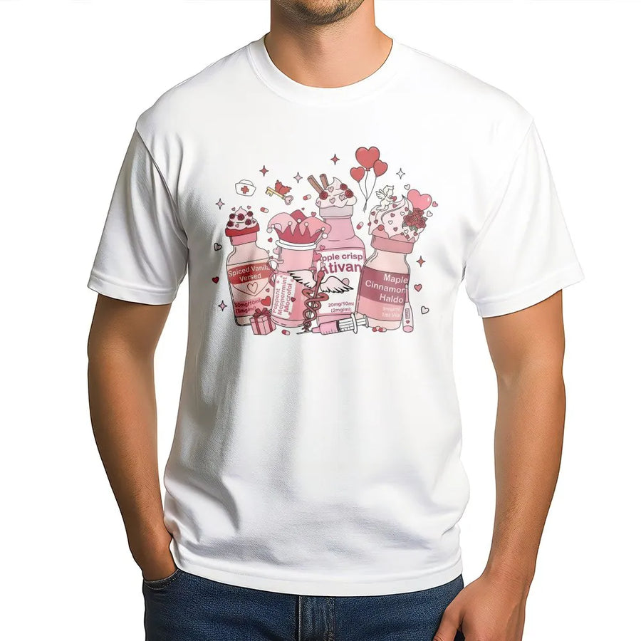 Nurse Valentine T-Shirt | Cute Pharmacy Medication Bottle Graphic | Premium Soft Cotton | Medical Student RN CNA Appreciation Gift