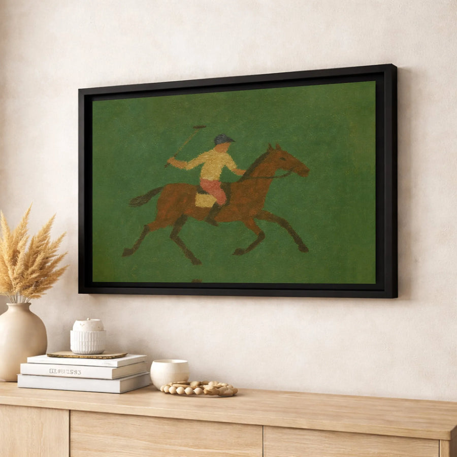 Polo Player Horse Painting | Vintage Equestrian Canvas Wall Art | Premium Gallery Wrapped Decor | Gift for Horse Lovers and Sports Enthusiasts