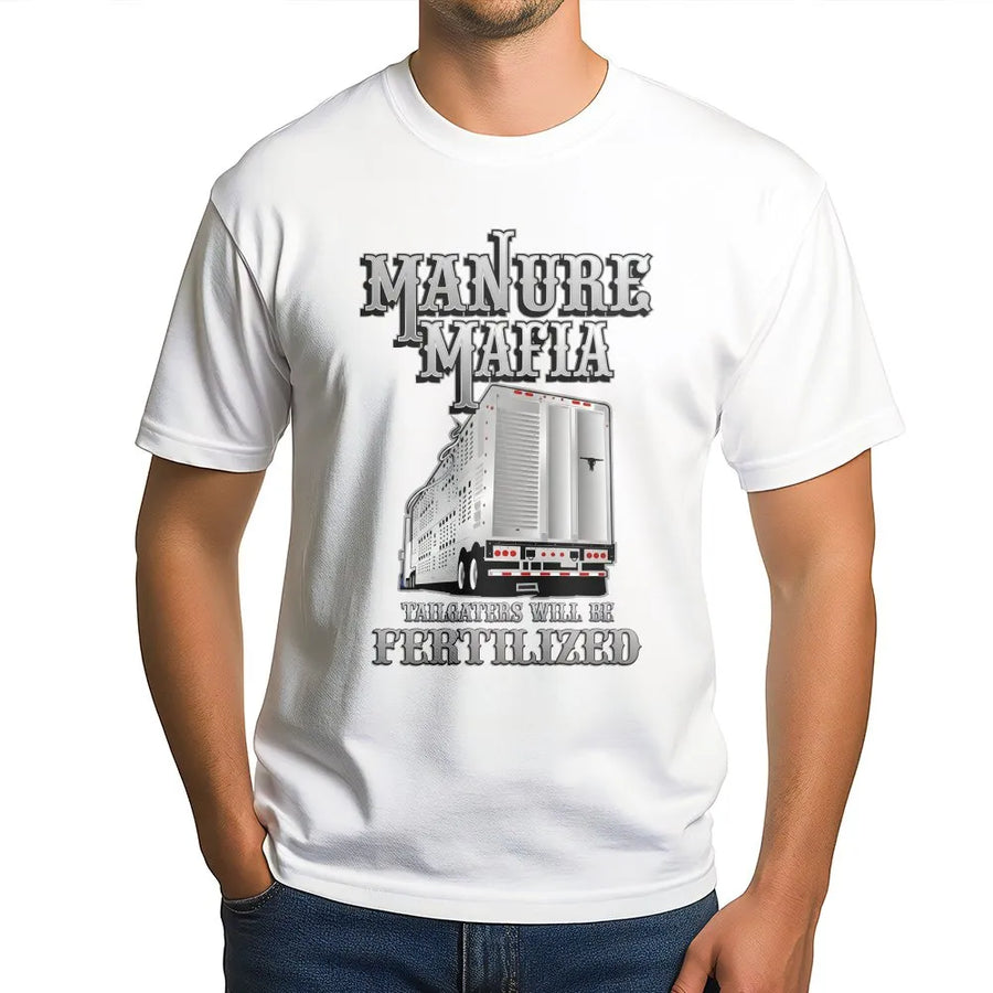 Manure Mafia T-Shirt | Livestock Trucker Trailer Graphic | Premium Cotton Unisex Tee | Funny Truck Driver Gift for Cattle Haulers