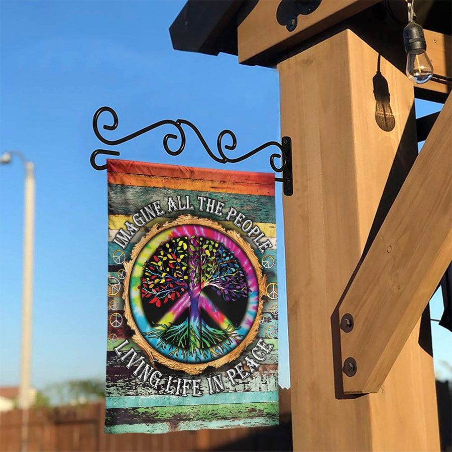 Peace Sign Garden Flag | Hippie Tree of Life Yard Decor | Premium Weather-Resistant Polyester | Boho Outdoor Sign for Garden Patio