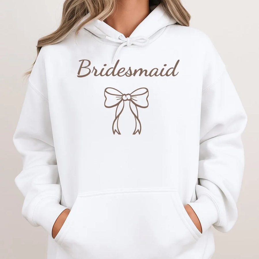 Bridesmaid Hoodie | Elegant Script with Bow Design | Premium Cotton Blend | Bridal Party Gift, Maid of Honor & Bachelorette Apparel