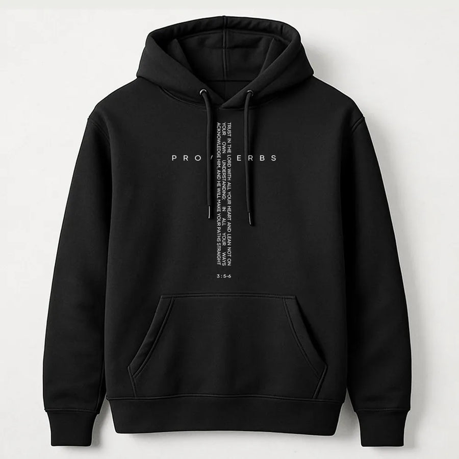Proverbs 3:5-6 Hoodie | Minimalist Bible Verse Scripture Design | Premium Cotton Blend | Christian Faith Gift for Men and Women