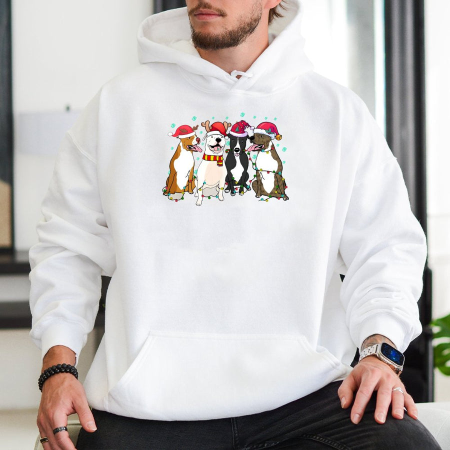 American Pit Bull Terrier Christmas Hoodie | Festive Festive Dogs Graphic | Premium Cotton-Poly Blend | Gift for Dog Lovers & Pet Owners