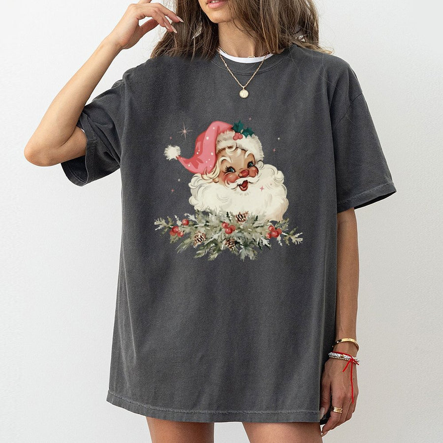 Vintage Santa T-Shirt | Retro Christmas Holiday Graphic Tee | 100% Soft Cotton | Festive Holiday Gift for Women and Men