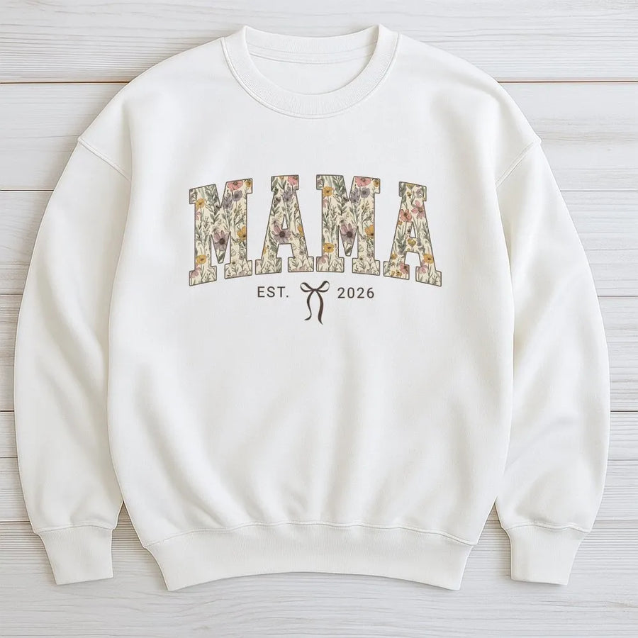 Floral Mama Sweatshirt | Wildflower EST 2026 Design | Soft Cotton Blend | Mothers Day Gift for New Mom